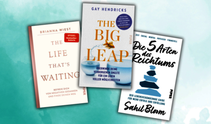 Banner mit den Covern der neuesten Bücher von Brianna Wiest, Gay Hendricks und Sahil Bloom