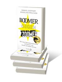 Bücherstapel des Buches „Boomer gegen Zoomer“