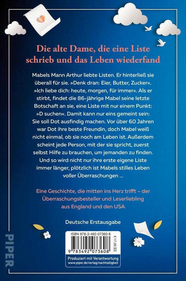 Rückansicht des Buches „Mrs Mabels letzte Liste“