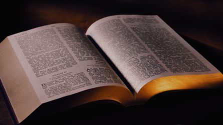 aufgeschlagene Bibel mit goldenem Buchschnitt