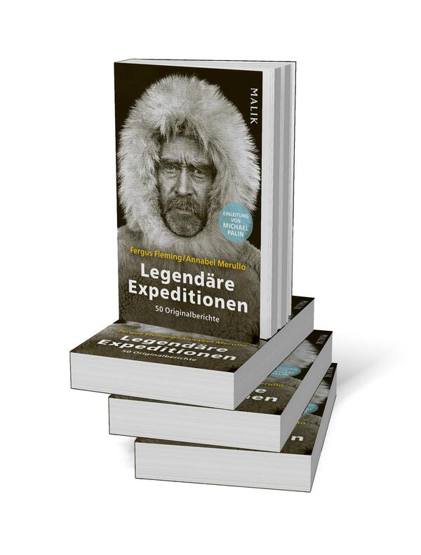 Bücherstapel des Buches „Legendäre Expeditionen“
