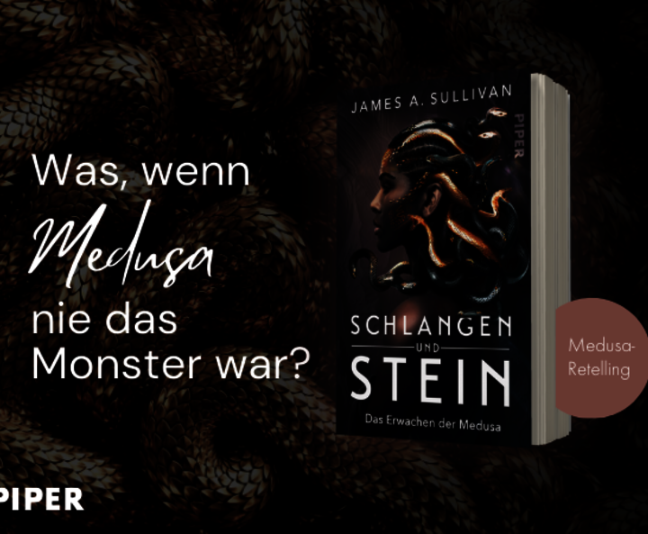 Buchcover mit Schlangehaut im Hintergrund