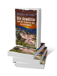 Bücherstapel des Buches „Die Anwältin und die Schatten der Gerechtigkeit“