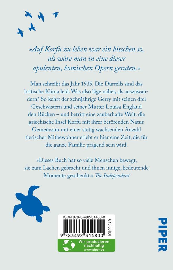 Rückansicht des Buches „Meine Familie und andere Tiere“