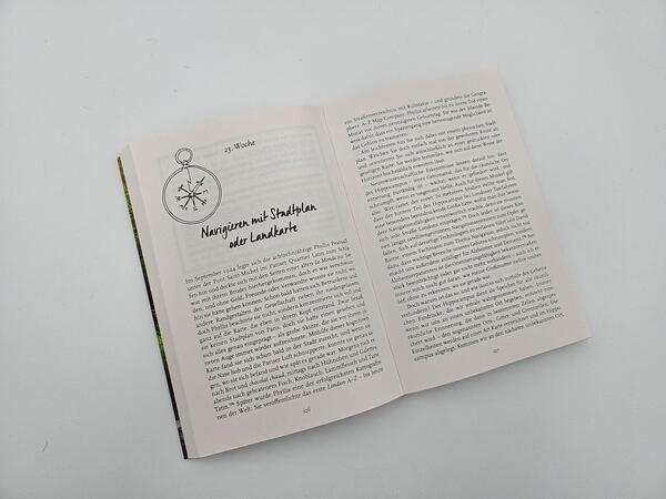 Innenansicht des Buches „Auf die Füße, fertig, los!“