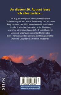 Rückansicht des Buches „Everest solo“