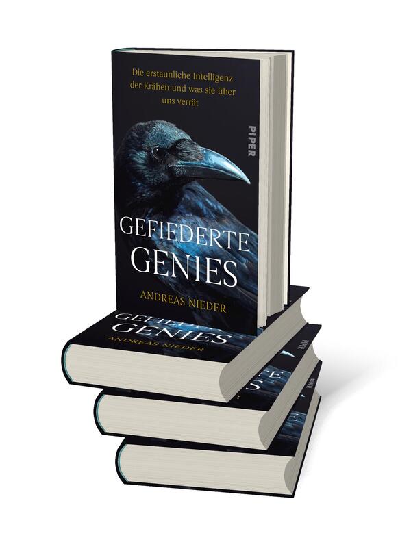 Bücherstapel des Buches „Gefiederte Genies“