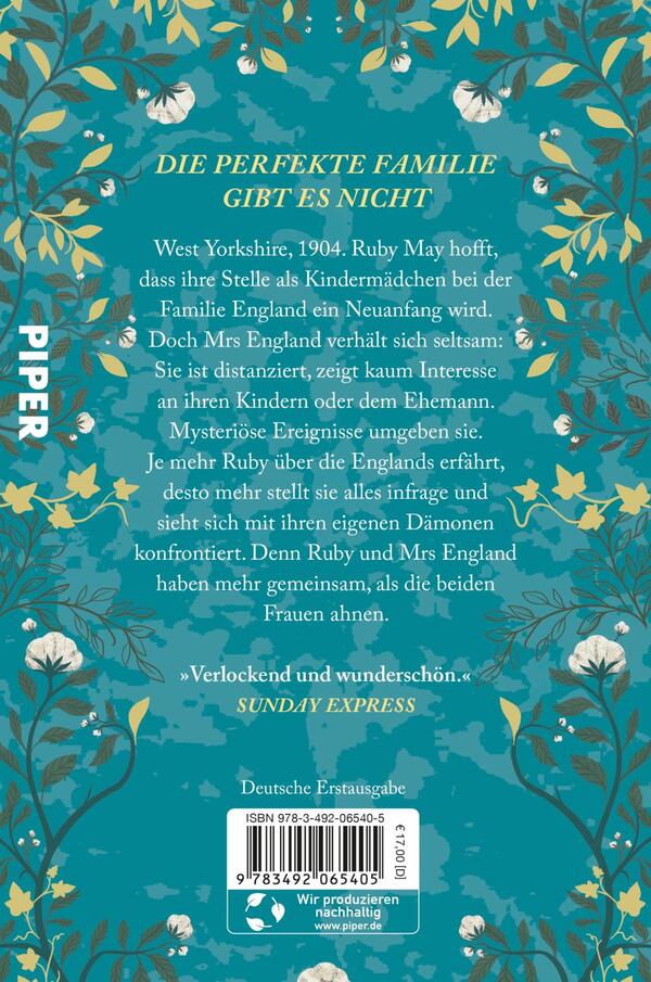 Rückansicht des Buches „Mrs England“ 