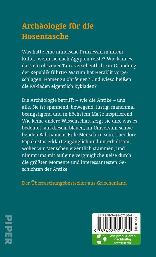 Rückansicht des Buches „Wie ich in den Fahrstuhl stieg und in der Antike landete“