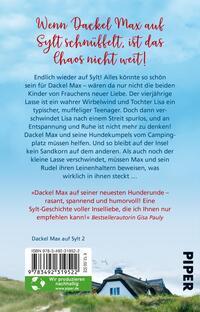 Rückansicht des Buches „Pfotenglück – Dackel Max auf Spurensuche“ 