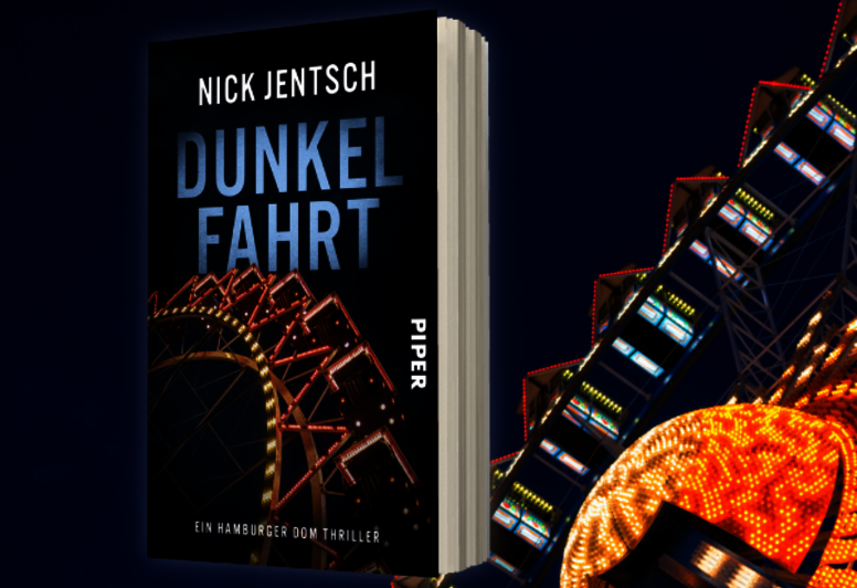 Nick Jentschs „Dunkelfahrt“ mit Riesenrad-Hintergrund