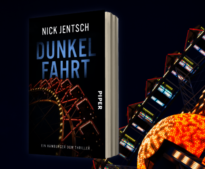 Nick Jentschs „Dunkelfahrt“ mit Riesenrad-Hintergrund