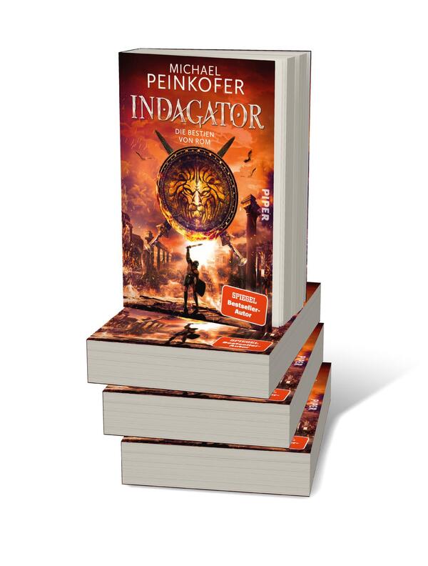 Bücherstapel des Buches „Indagator – Die Bestien von Rom“
