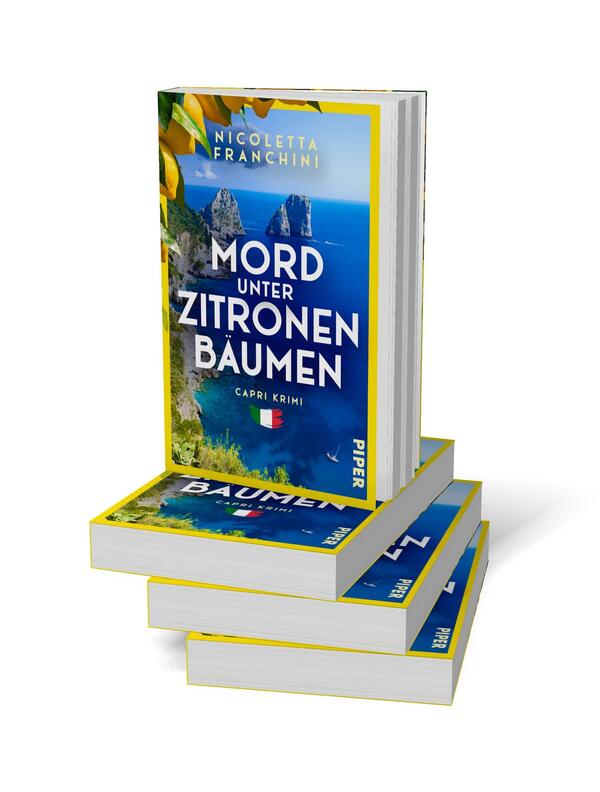Bücherstapel des Buches „Mord unter Zitronenbäumen“