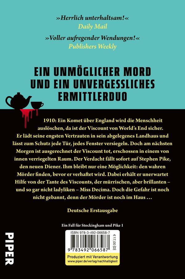 Rückansicht des Buches „Tee, Tod und die versiegelte Tür“