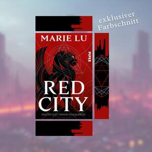 Abbildung des Covers von „Red City“ und den 3 Seiten des exklusiven Farbschnitts