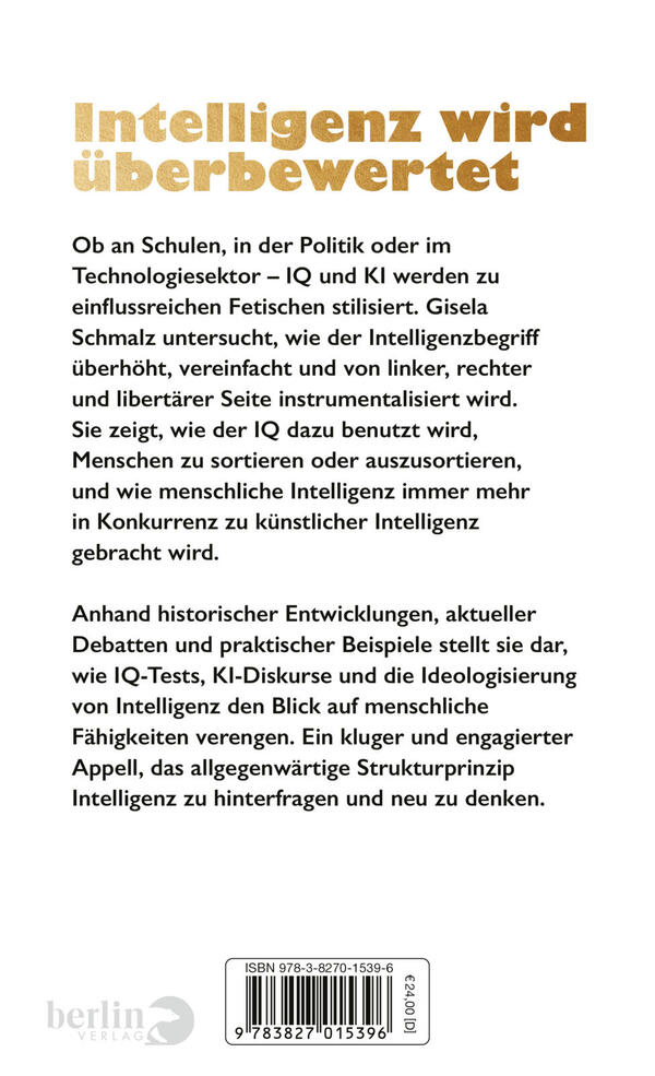 Rückansicht des Buches „Fetisch Intelligenz“