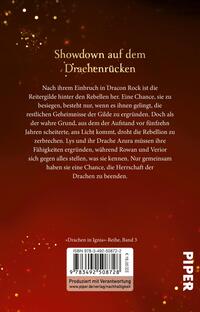 Rückansicht des Buches „Inferno – The Secrets of Dracon Rock“