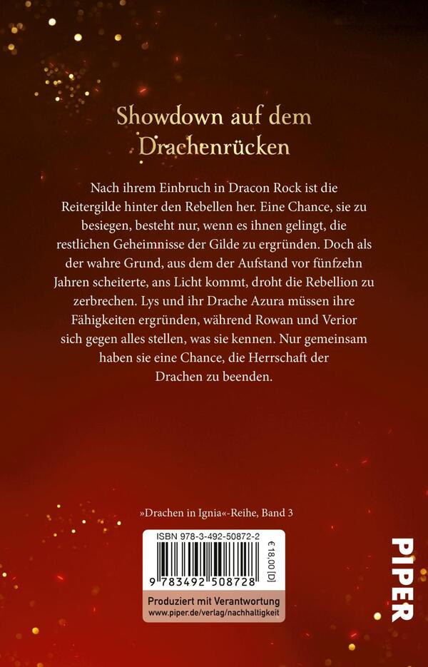 Rückansicht des Buches „Inferno – The Secrets of Dracon Rock“