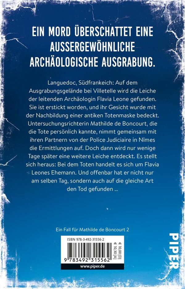 Rückansicht des Buches „Die Richterin und die tote Archäologin“
