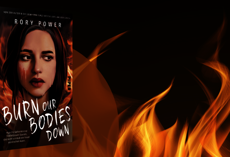 Rory Powers „Burn Our Bodies Down“ mit flammendem Hintergrund