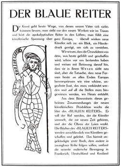 Subskriptionsprospekt zum Amanach "Der Blaue Reiter"