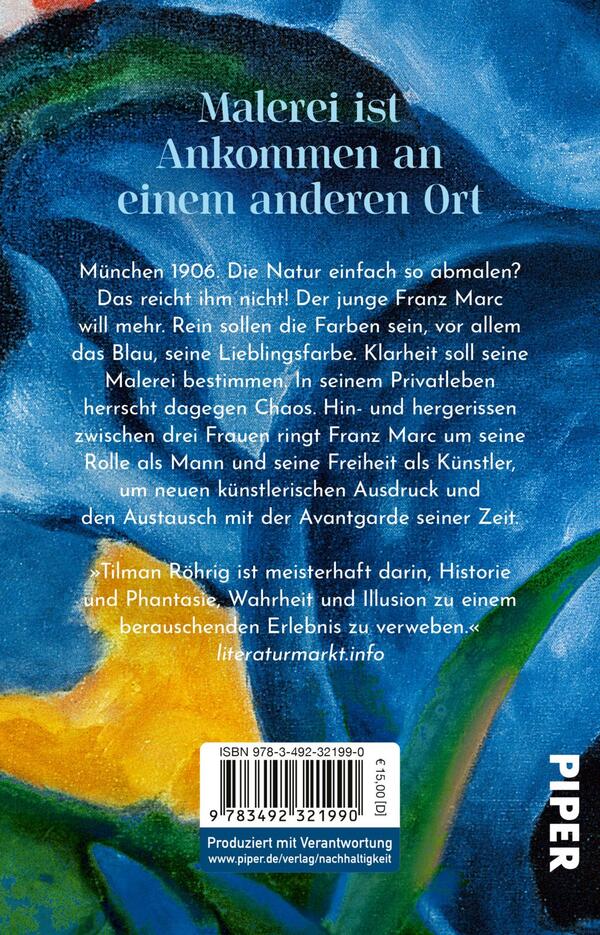 Rückansicht des Buches „Der Maler und das reine Blau des Himmels“