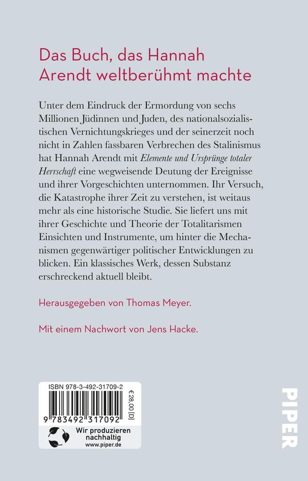Rückansicht des Buches „Elemente und Ursprünge totaler Herrschaft“