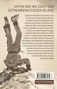 Rückansicht des Buches „Hans Kammerlander – Höhen und Tiefen meines Lebens“