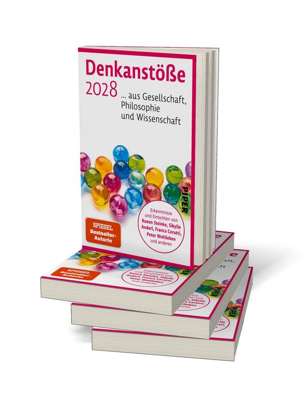 Bücherstapel des Buches „Denkanstöße 2028“