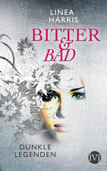 Das Buchcover zeigt einen silbernen Hintergrund, der einen schimmernden, metallischen Effekt erzeugt. Im Mittelpunkt befindet sich ein weibliches Porträt, umgeben von zarten floralen Mustern in Schwarz und Weiß. Der Titel „BITTER & BAD“ in großen, pinken Buchstaben zieht sofort die Aufmerksamkeit auf sich. Unter dem Titel steht in smaller Schrift „DUNKLE LEGENDEN“. Die Schriftart wirkt modern und ansprechend. Das Design vermittelt eine geheimnisvolle und zugleich kraftvolle Atmosphäre.