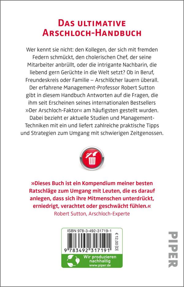 Rückansicht des Buches „Überleben unter Arschlöchern“
