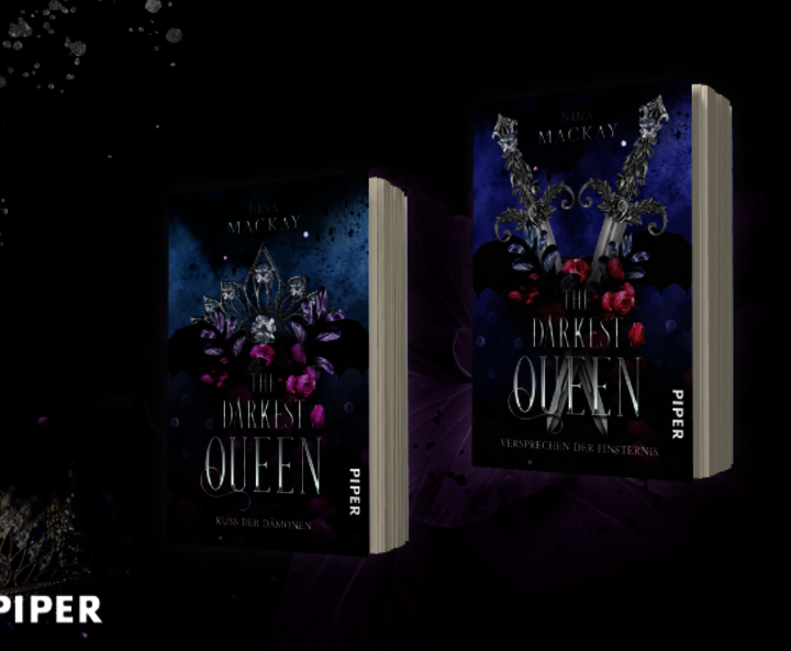 Band 1 und 2 von „The Darkest Queen“ auf gestaltetem Hintergrund