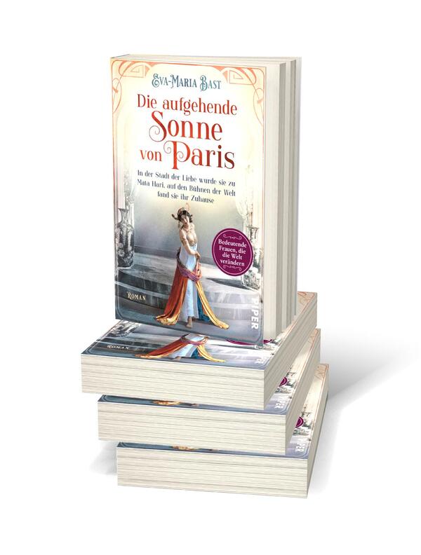 Bücherstapel des Buches „Die aufgehende Sonne von Paris“