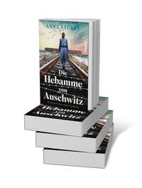 Bücherstapel des Buches „Die Hebamme von Auschwitz“