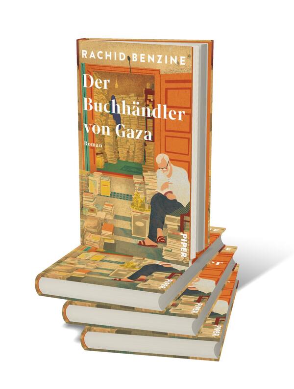 Bücherstapel des Buches „Der Buchhändler von Gaza“
