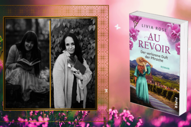 Autorinnenduo Livia Rose mit Buchblock ihres Buches „Au Revoir“
