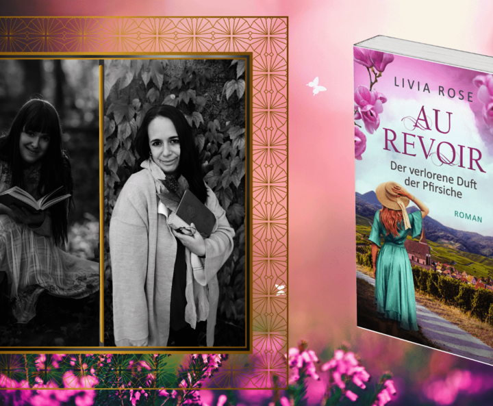 Autorinnenduo Livia Rose mit Buchblock ihres Buches „Au Revoir“