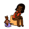 Illustration eines Kindes Mit Kuscheltier auf dem TöpfchenT
