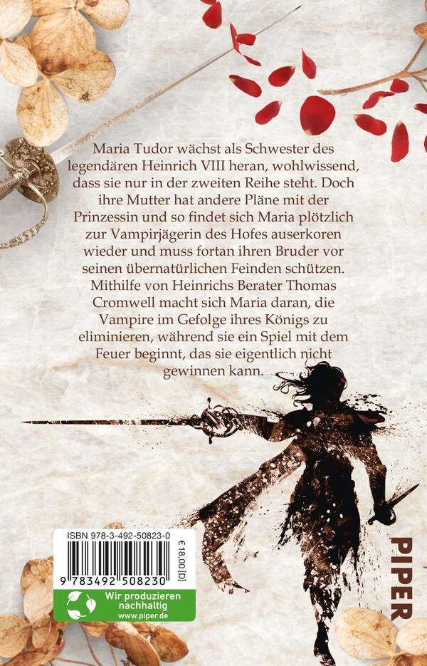 Rückansicht des Buches „Tudor Blood – Queen of Thorns“ 