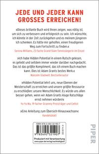 Rückansicht des Buches „Hidden Potential – Die Wissenschaft des Erfolgs“