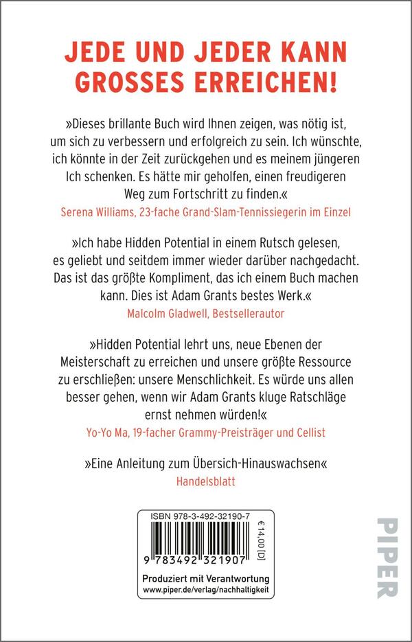Rückansicht des Buches „Hidden Potential – Die Wissenschaft des Erfolgs“