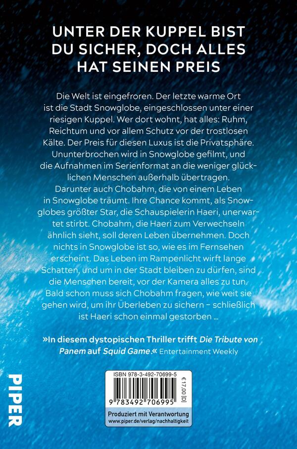 Rückansicht des Buches „Snowglobe“ 