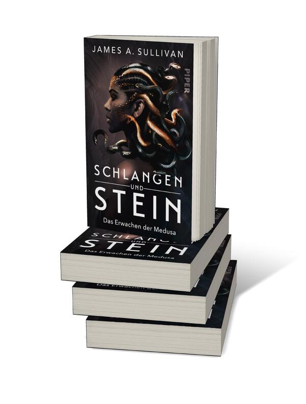 Bücherstapel des Buches „Schlangen und Stein“