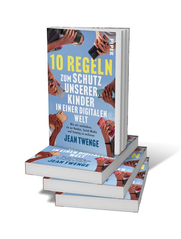 Bücherstapel des Buches „Zehn Regeln zum Schutz unserer Kinder in einer digitalen Welt“