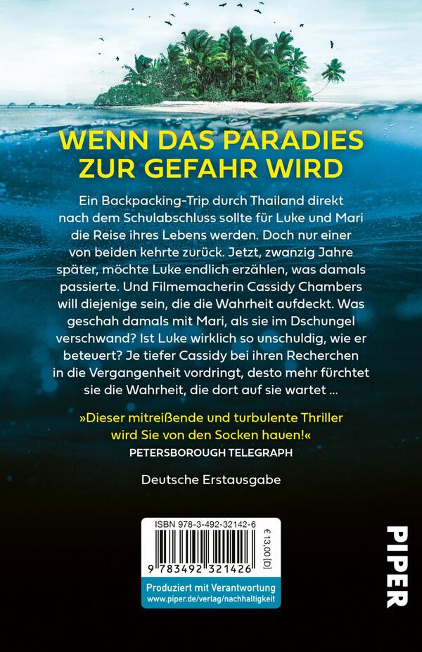 Rückansicht des Buches „Her Last Summer – Eine verschwundene Frau. Eine Reise ohne Wiederkehr.“