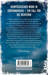 Rückansicht des Buches „Die Richterin und das Todesspiel“ 