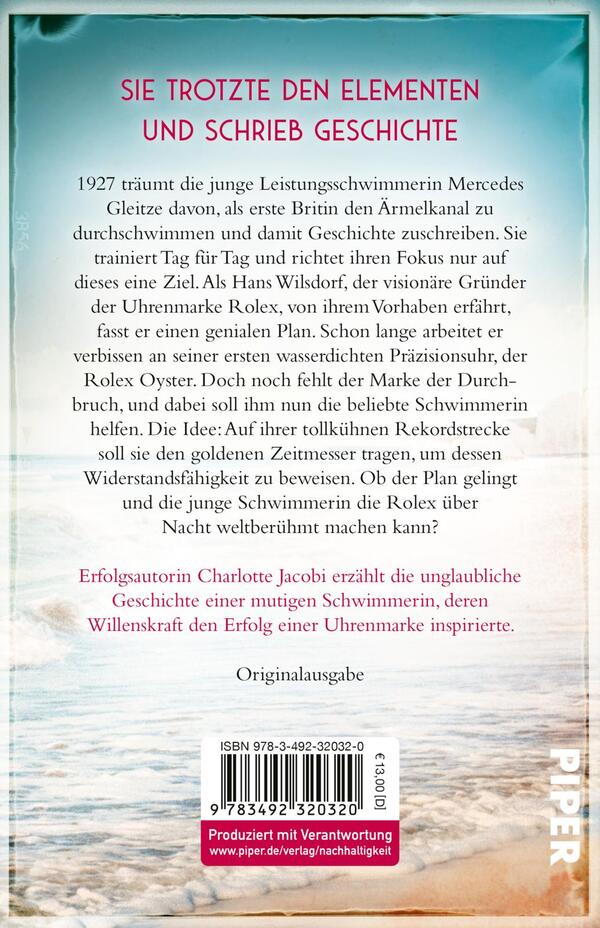 Rückansicht des Buches „Heldin der Gezeiten – Eine Schwimmerin. Ein Ziel. Ein weltweiter Erfolg.“