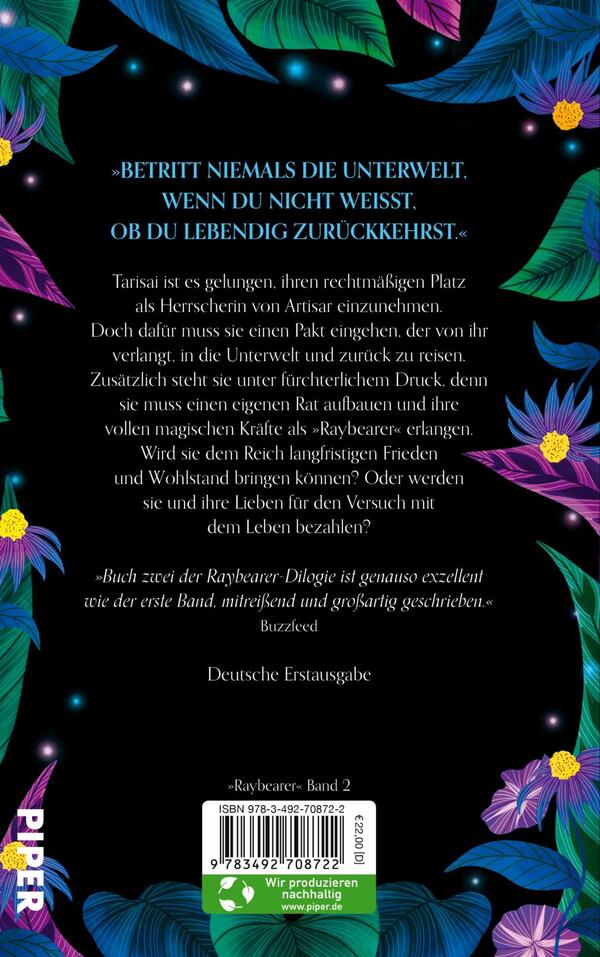 Rückansicht des Buches „Raybearer – Der Pakt der Abiku“ 