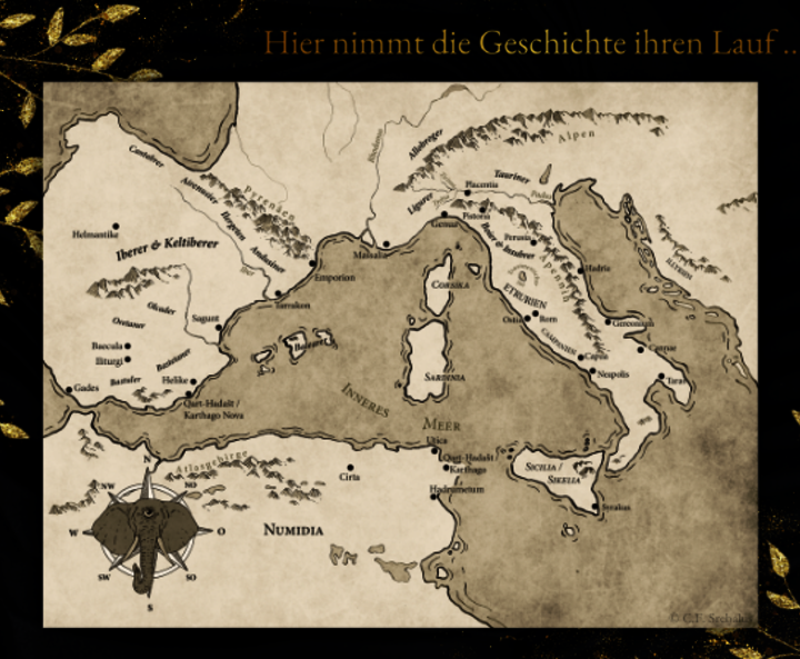 Karte mit Schauplätzen aus dem Buch